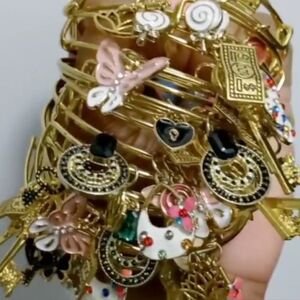 15/$20 Gold and Black Charm Bracelet Set